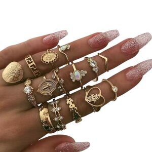 15 PC gold silver rings